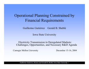 Operational Planning Constrained by Financial Requirements