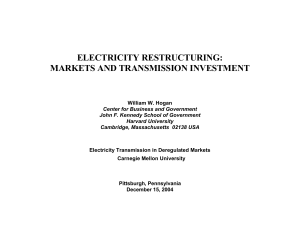 ELECTRICITY RESTRUCTURING: MARKETS AND TRANSMISSION INVESTMENT