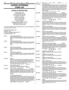 COURSE OFFERINGS SUMMER 2008 SCHOOL OF ARCHITECTURE