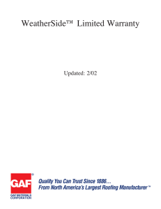 WeatherSide™ Limited Warranty Updated: 2/02