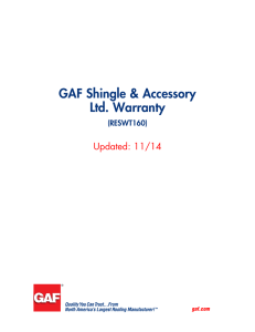 GAF Shingle &amp; Accessory Ltd. Warranty Updated: 11/14 (RESWT160)