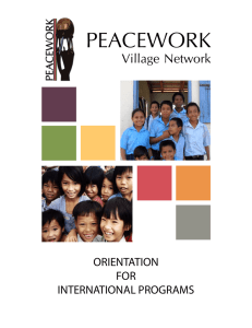 PEACEWORK Village Network ORIENTATION FOR