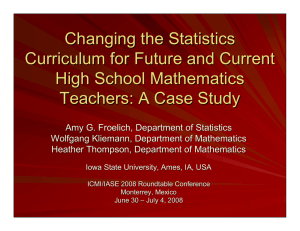 Changing the Statistics Curriculum for Future and Current High School Mathematics