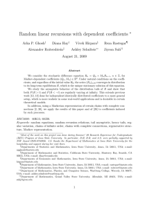 Random linear recursions with dependent coefficients