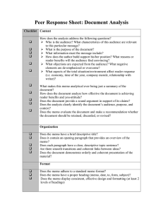 Peer Response Sheet: Document Analysis 