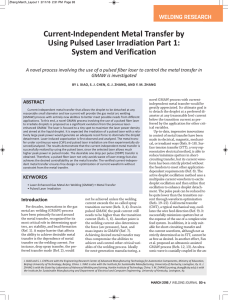 Current­Independent Metal Transfer by Using Pulsed Laser Irradiation Part 1: WELDING RESEARCH