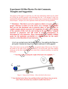 Experiment #10 Bio-Physics Pre-lab Comments, Thoughts and Suggestions