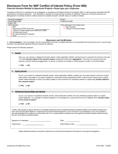 Disclosure Form for NSF Conflict of Interest Policy (Form 900)