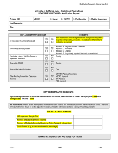 University of California, Irvine – Institutional Review Board