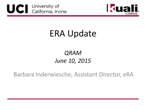 ERA Update QRAM June 10, 2015 Barbara Inderwiesche, Assistant Director, eRA