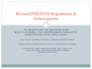 Revised PHS FCOI Regulations &amp; Subrecipients