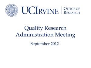 Quality Research Administration Meeting September 2012