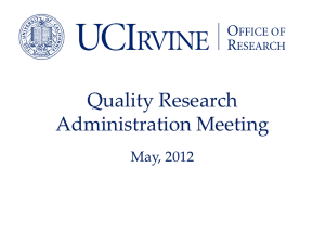 Quality Research Administration Meeting May, 2012