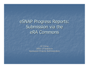 eSNAP Progress Reports: Submission via the eRA Commons