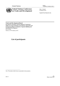 TD United Nations Conference on Trade and Development United Nations