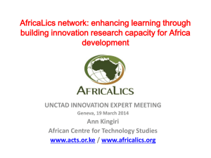 AfricaLics network: enhancing learning through building innovation research capacity for Africa development