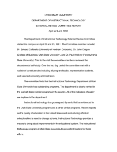 UTAH STATE UNIVERSTIY  DEPARTMENT OF INSTRUCTIONAL TECHNOLOGY EXTERNAL REVIEW COMMITTEE REPORT