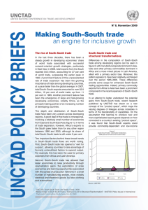 Making South–South trade an engine for inclusive growth UNCTAD N° 8, November 2009