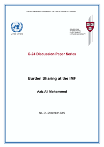 Burden Sharing at the IMF G-24 Discussion Paper Series Aziz Ali Mohammed