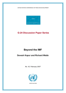 Beyond the IMF G-24 Discussion Paper Series Devesh Kapur and Richard Webb