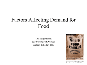 Factors Affecting Demand for Food Text adapted from Leathers &amp; Foster, 2009