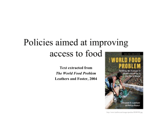 Policies aimed at improving access to food Text extracted from