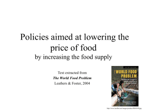 Policies aimed at lowering the price of food Text extracted from