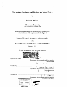Navigation  Analysis  and Design  for Mars Entry