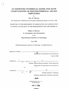 AN  IMPROVED  NUMERICAL  MODEL  FOR ... COMPUTATIONS  OF  ELECTROTHERMAL  ARCJET THRUSTERS Benson