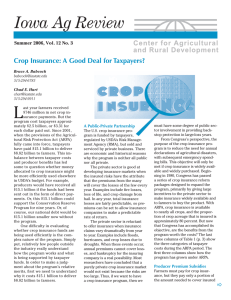 L Iowa Ag Review Crop Insurance: A Good Deal for Taxpayers?