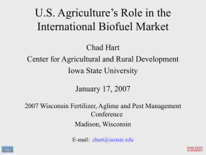 U.S. Agriculture’s Role in the International Biofuel Market Chad Hart