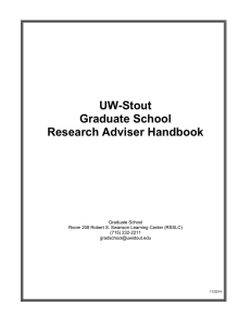 UW-Stout Graduate School Research Adviser Handbook