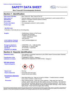 SAFETY DATA SHEET Section 1. Identification Blue Trisacryl® Chromatography Sorbents