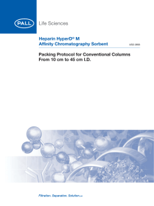 Heparin HyperD M Affinity Chromatography Sorbent Packing Protocol for Conventional Columns