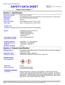 SAFETY DATA SHEET Section 1. Identification Methyl Ceramic HyperD F