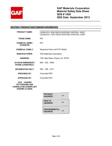 GAF Materials Corporation Material Safety Data Sheet SDS # 1020