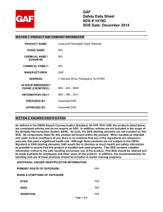 GAF Safety Data Sheet SDS # 1019D SDS Date: December 2014