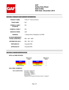GAF Safety Data Sheet SDS # 2062 SDS Date: December 2014