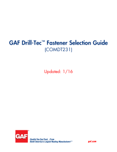GAF Drill-Tec Fastener Selection Guide (COMDT231) Updated: 1/16