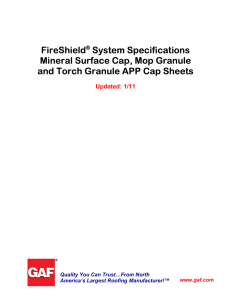 FireShield System Specifications Mineral Surface Cap, Mop Granule