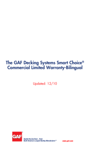 The GAF Decking Systems Smart Choice Commercial Limited Warranty-Bilingual Updated: 12/10 ®