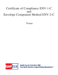 Certificate of Compliance ENV-1-C and Envelope Component Method ENV-2-C Forms