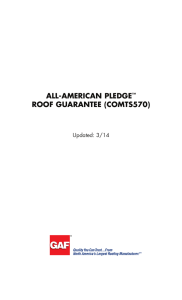 ALL-AMERICAN PLEDGE  ROOF GUARANTEE (COMTS570) Updated: 3/14