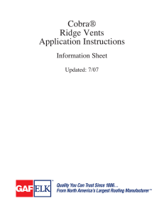 Cobra® Ridge Vents Application Instructions Information Sheet
