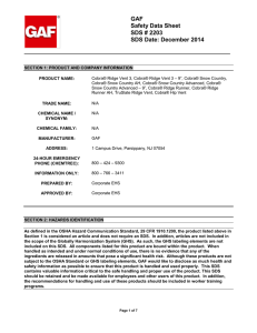 GAF Safety Data Sheet SDS # 2203 SDS Date: December 2014