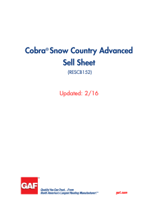 Cobra Snow Country Advanced Sell Sheet Updated: 2/16