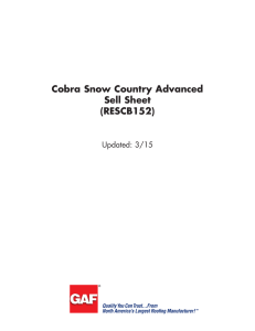 Cobra Snow Country Advanced Sell Sheet (RESCB152) Updated: 3/15