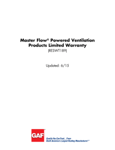 Master Flow Powered Ventilation Products Limited Warranty (RESWT189)