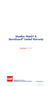 Weather Watch &amp; StormGuard Limited Warranty