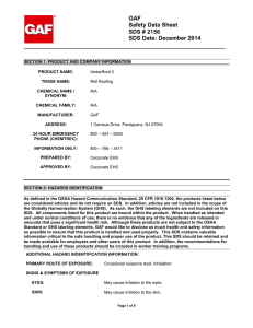 GAF Safety Data Sheet SDS # 2156 SDS Date: December 2014